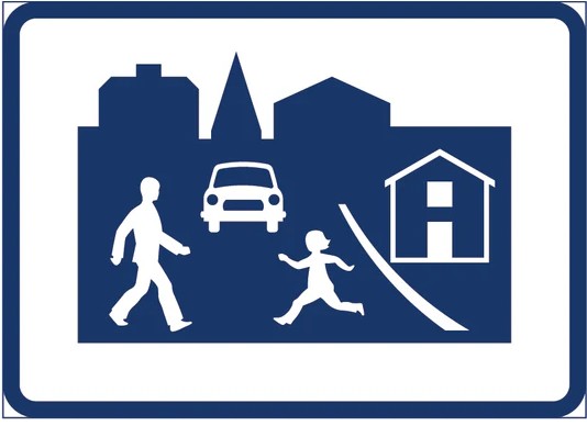 Vägskylt på gångfartsgata